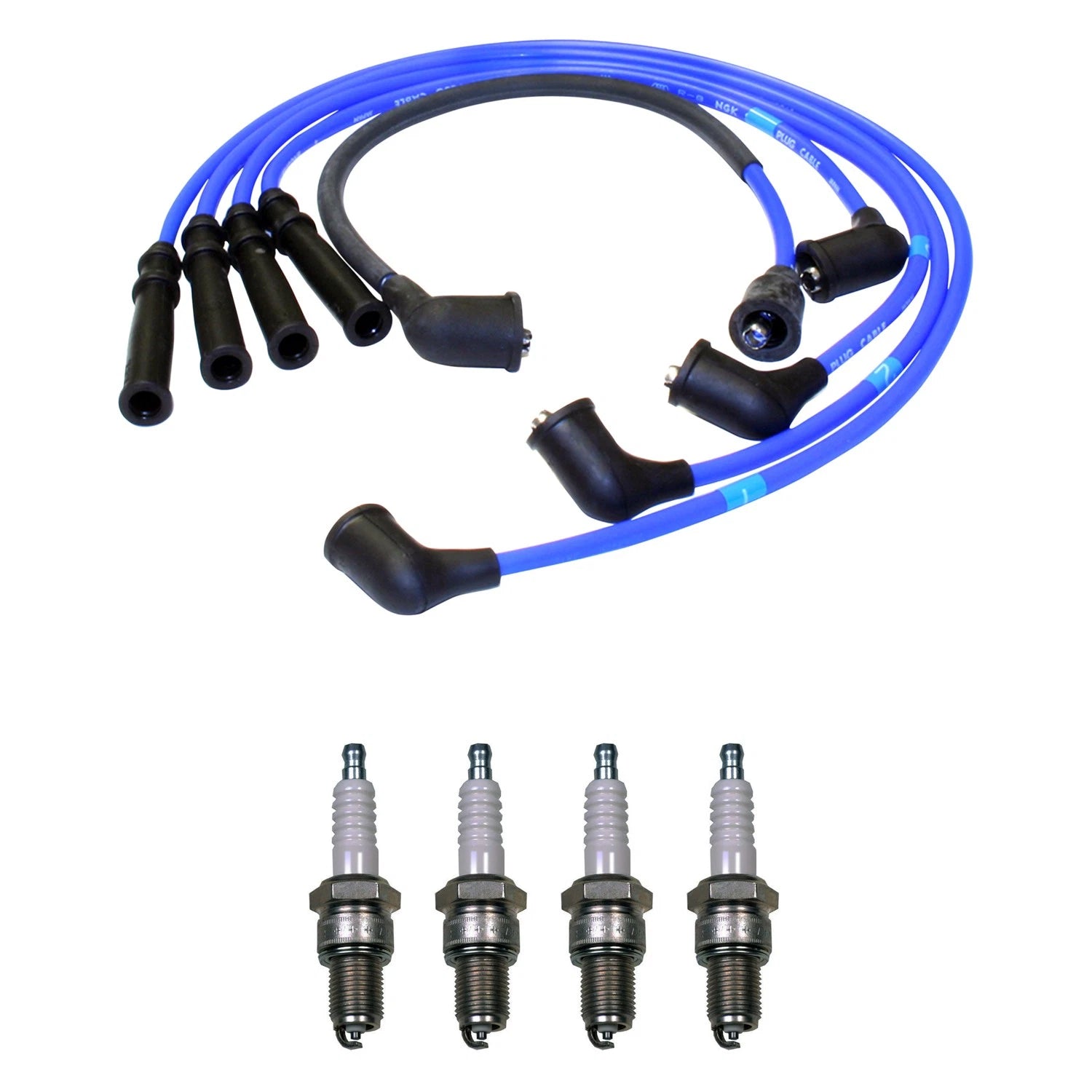NGK 7mm Wire Set & Denso Nickel Spark Plug Kit for Mazda B2200 (1987–1992)