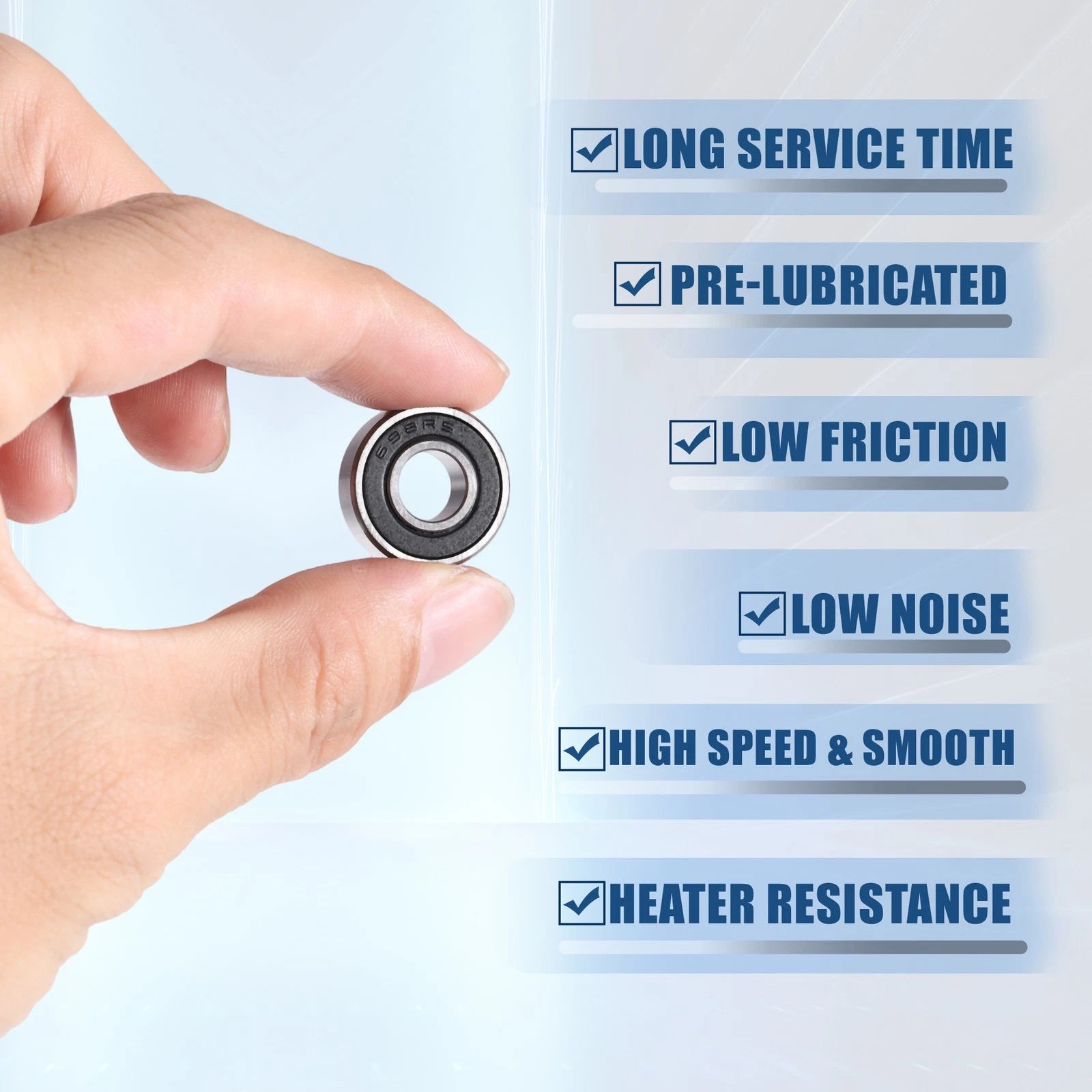 5 Pcs 698-2RS Deep Groove Ball Bearings for Auto (8x19x6mm)