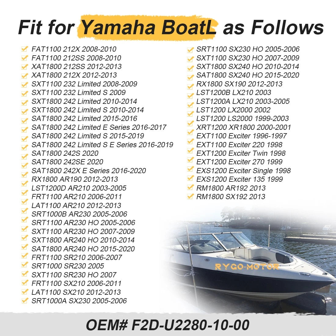 10X Drain Plug Assembly for Yamaha FAT SXT SAT RX XAT (1100-1800) F2D-U2280-10-00