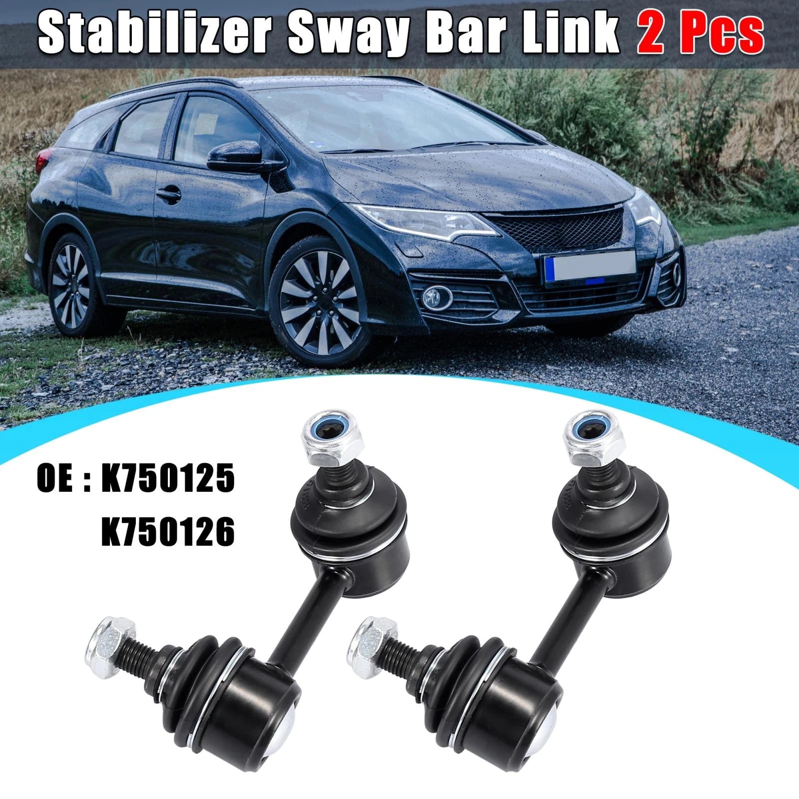 2pcs Rear Sway Bar End Link K750125 52321SNAA01 for Honda Civic (2006–2015)