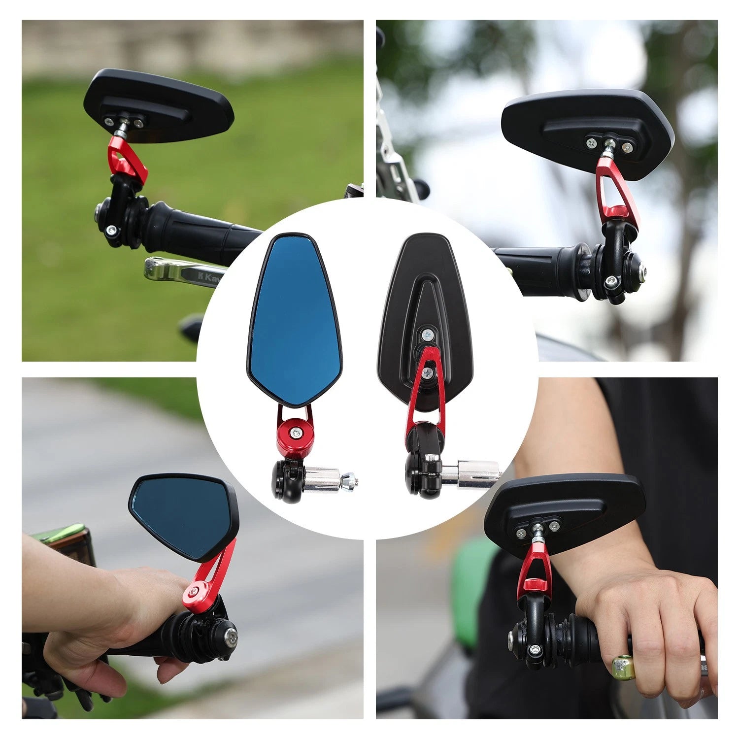CNC 7/8" Handle Bar End Side Rearview Mirrors for Honda Kawasaki Suzuki Yamaha
