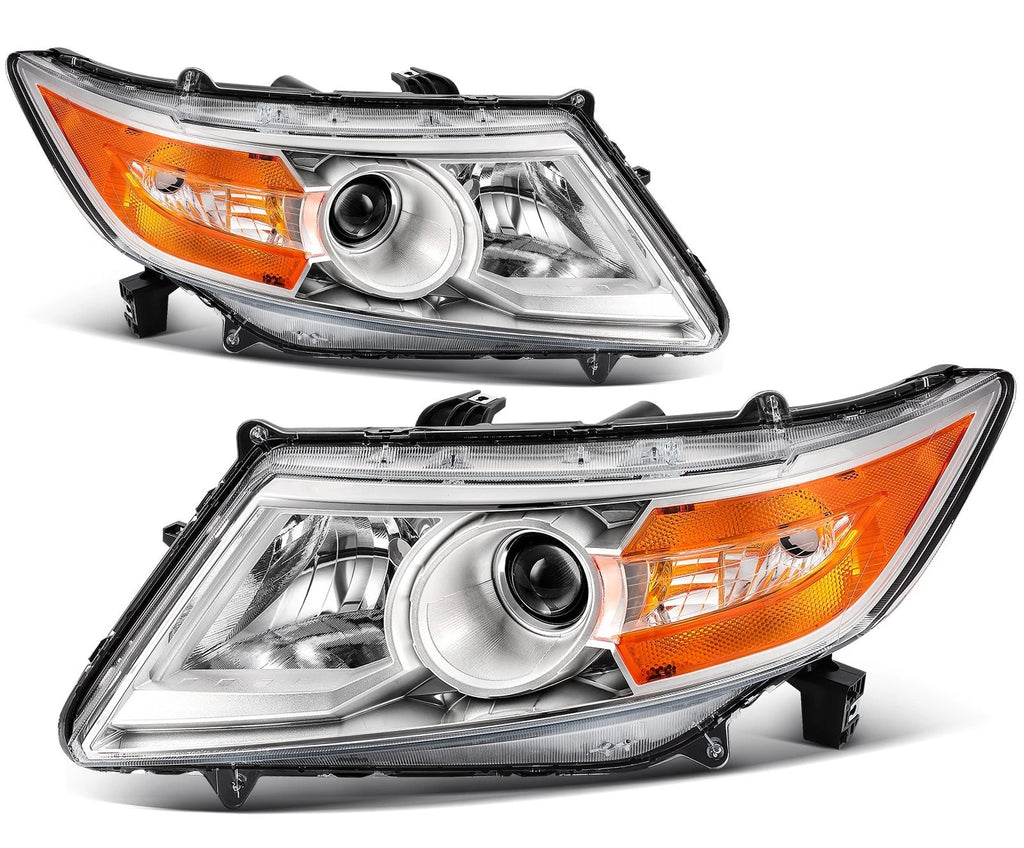 2X Headlight Assembly for Honda Odyssey (2011–2017) - Chrome Amber
