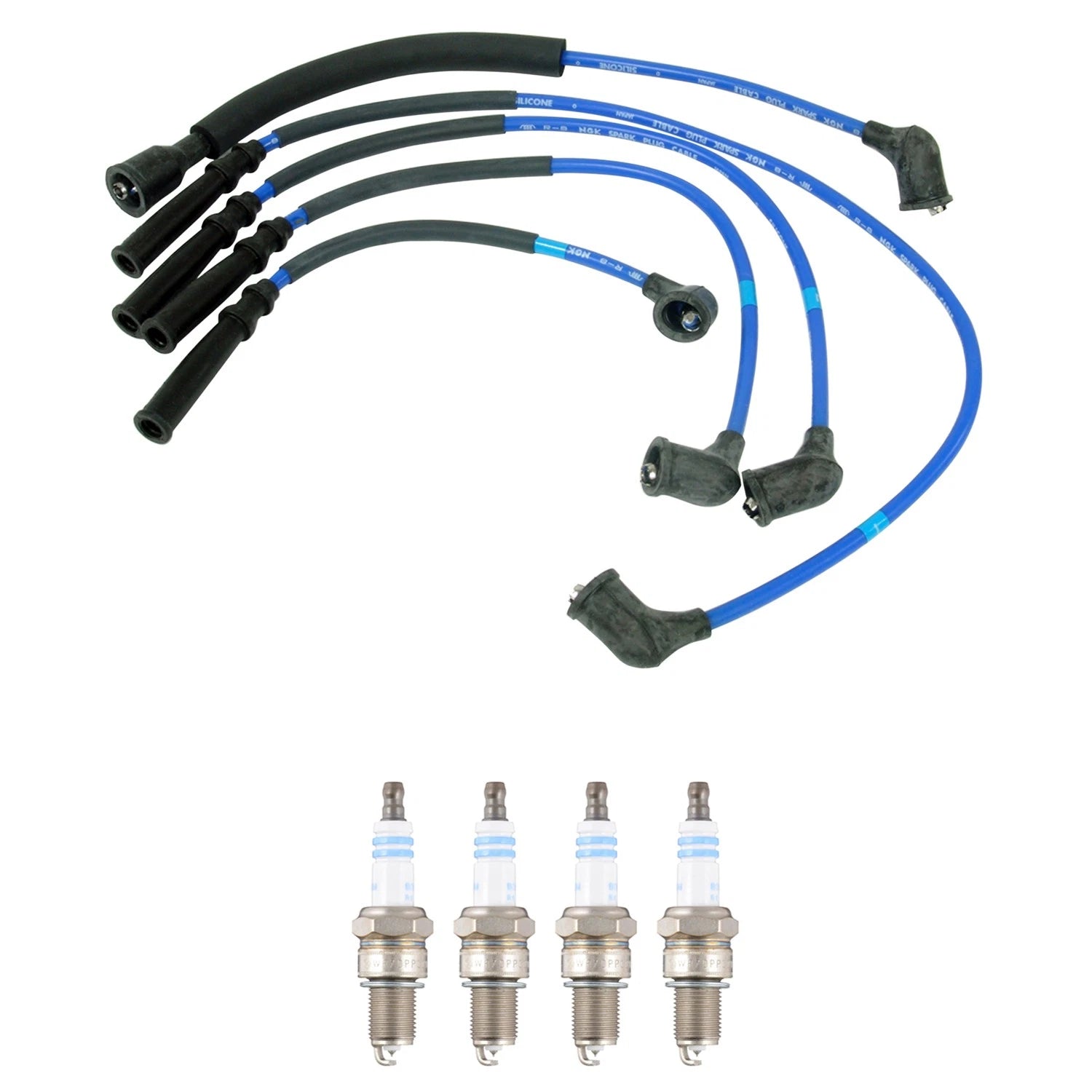 NGK 7mm Wire Set & Bosch Platinum Spark Plug Kit for Mazda 626 (1991–1998)