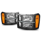 LED DRL Strip Headlight for GMC Sierra (2007–2014) Black Housing Amber Corner