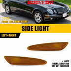 Set of 2 Amber Lens Front Bumper Side Marker Lights for Mercedes W211 (2003–2006)