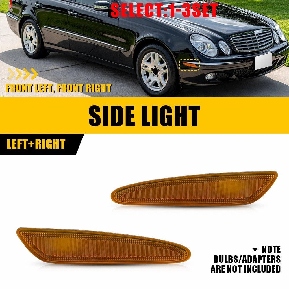 Set of 2 Amber Lens Front Bumper Side Marker Lights for Mercedes W211 (2003–2006)