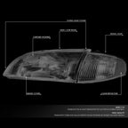 2X Smoked Housing Clear Side Headlight Lamps for Mazda 626 (1998–1999)