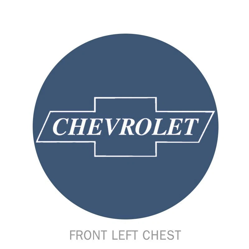 Indigo Blue Vintage Chevy Trucks Bowtie T-Shirt with American Flag Background
