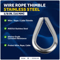 Stainless Steel Thimble for 5/8" Wire Rope Cable (5 Oceans FO1449)