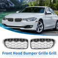 1 Pair Front Hood Bumper Grille for BMW 3 Series (2013–2018) Silver Tone