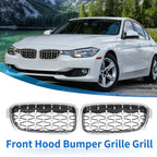 1 Pair Front Hood Bumper Grille for BMW 3 Series (2013–2018) Silver Tone
