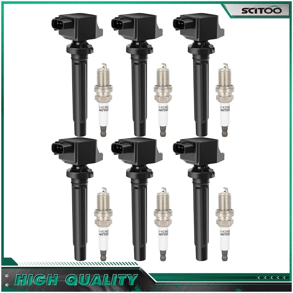 Set of 6 Ignition Coils & Spark Plugs for Suzuki Grand Vitara V6 (2006–2008)