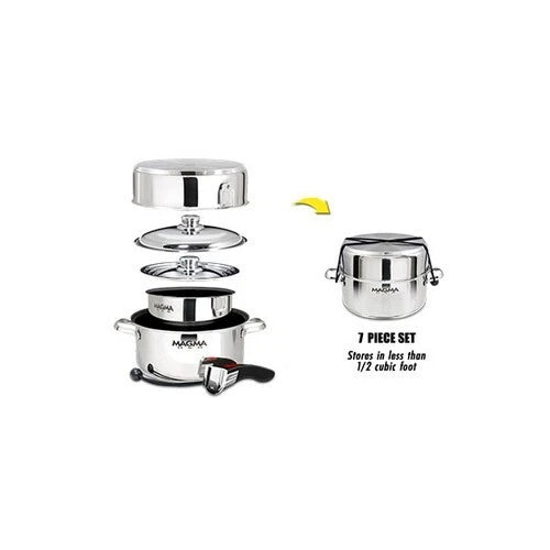 7 pc. Stainless Induction Cookware Set w/ Ceramica Non-Stick | A10-363-2-IND