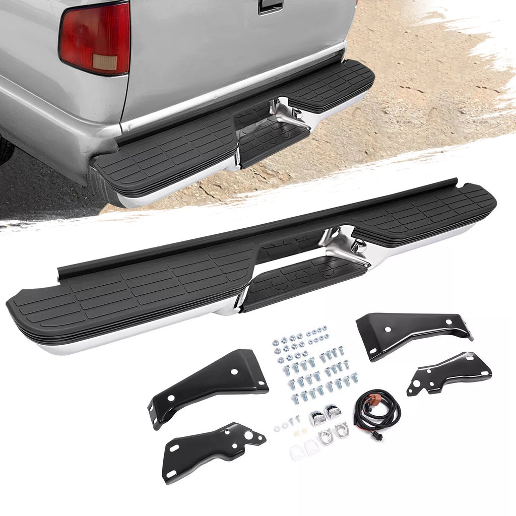 Chrome Steel Rear Bumper for Chevy Silverado GMC Sierra C/K 1500 2500 (1988–2000)