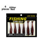 Set of 6 Floating T-Tail Soft Bait TPR 6.5/8cm for Blackwater Fishing