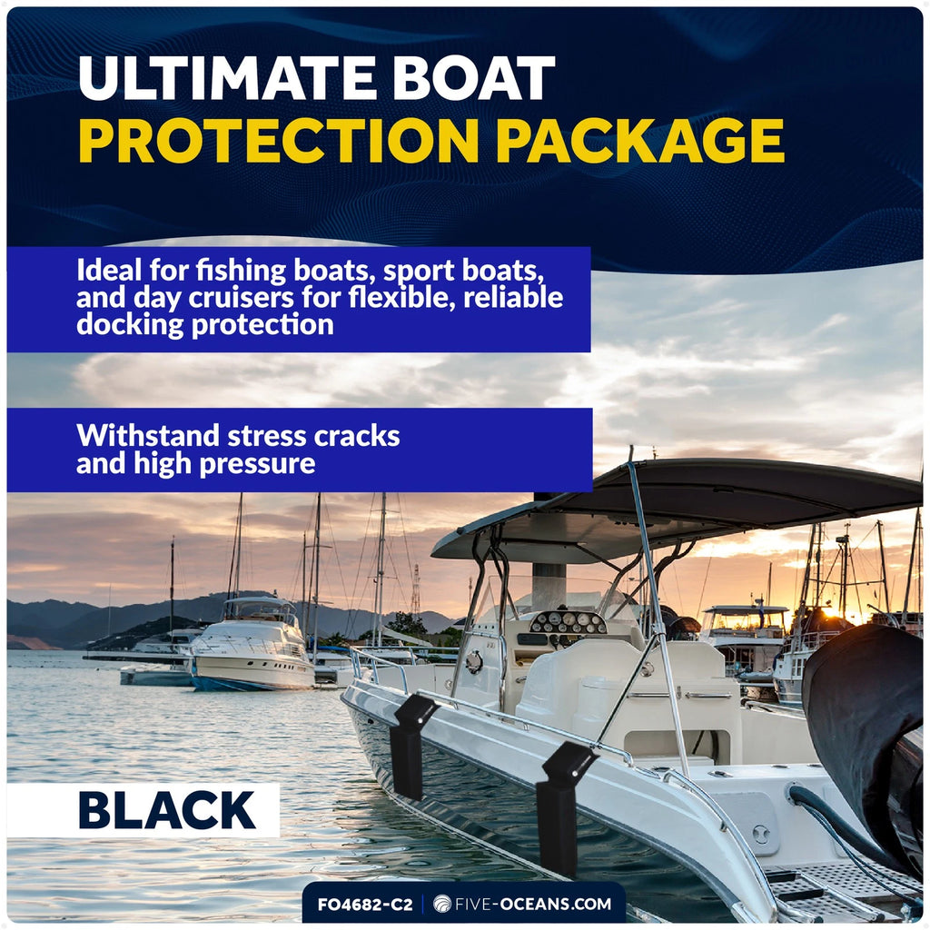 4-Pack Black Flat Boat Fender Kit for (24" x 6-7/8" x 2-1/2")