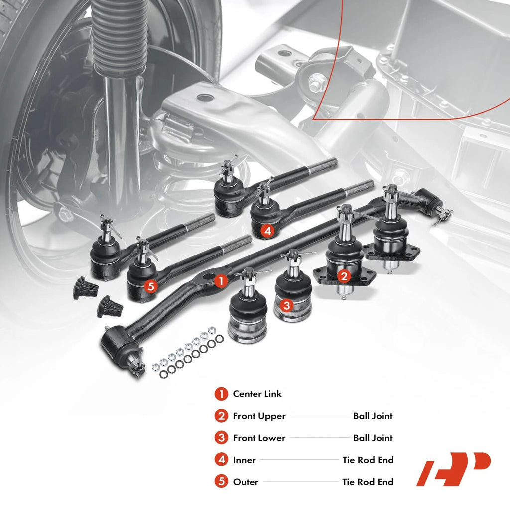 Set of 9 Inner & Outer Ball Joint Tie Rod Ends for Chevy Malibu (1979–1983)