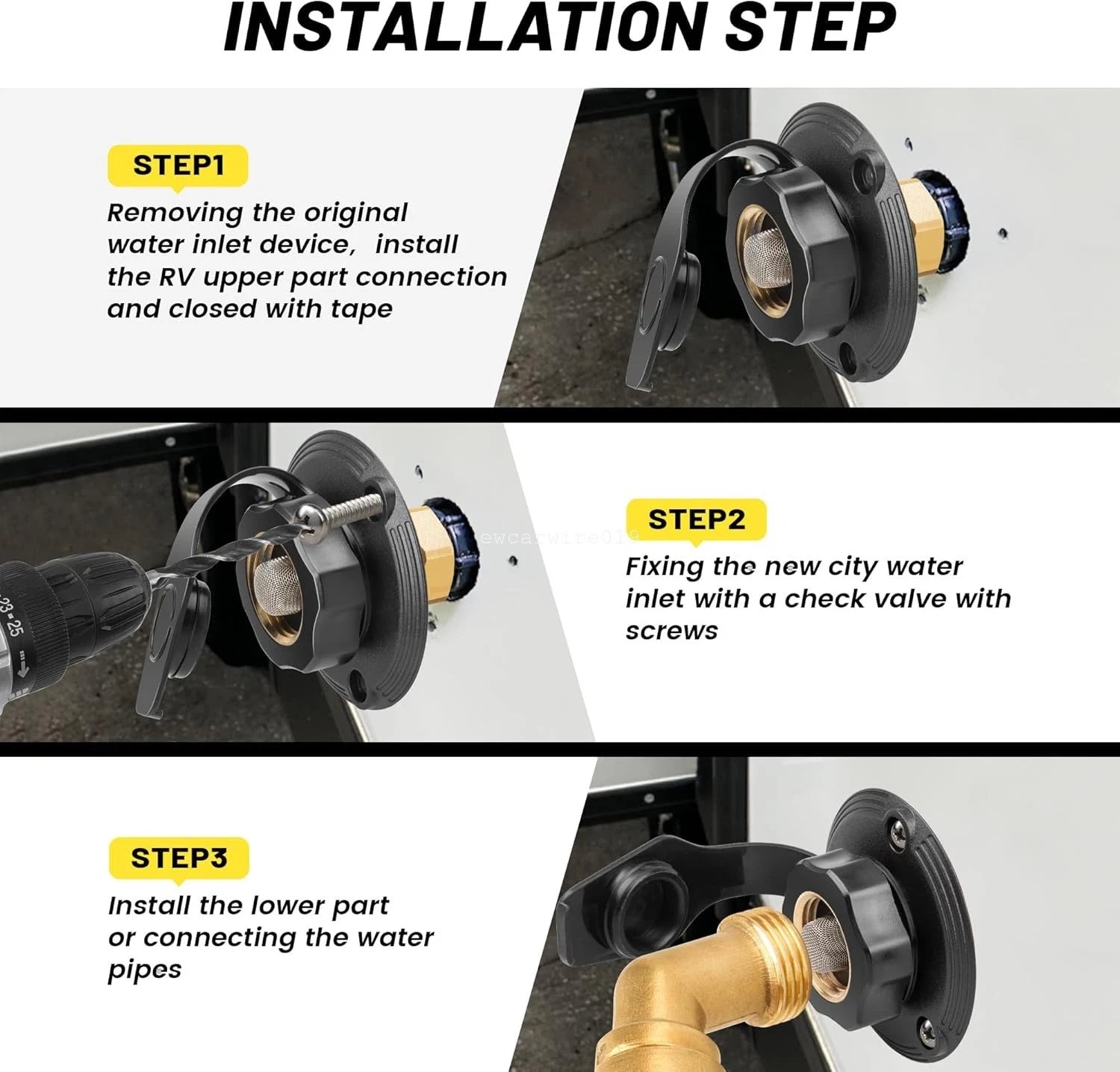 RV City Water Inlet Kit for RVs (Lead-free Brass, Check Valve)