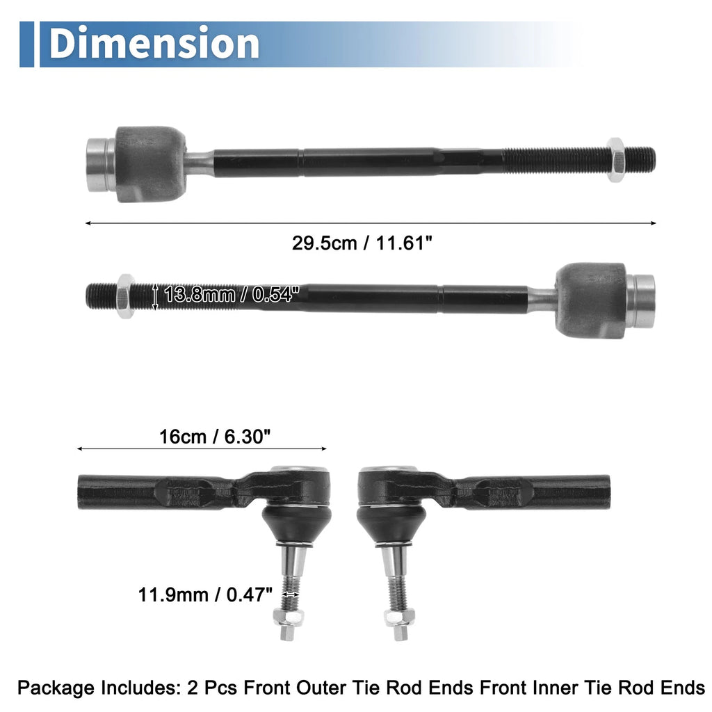 6pcs Front Inner Outer Tie Rod End Link for Pontiac G6 (2005–2010) No. ES800086