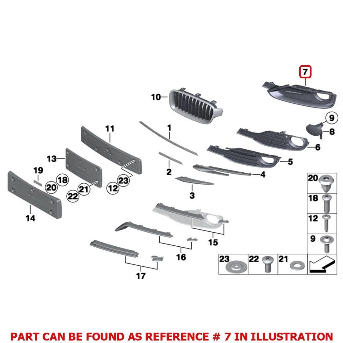 Left Fog Light Grille 51117279701 for BMW