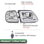 Chrome LED DRL Headlights for Ford F150/Expedition (1997–2003)