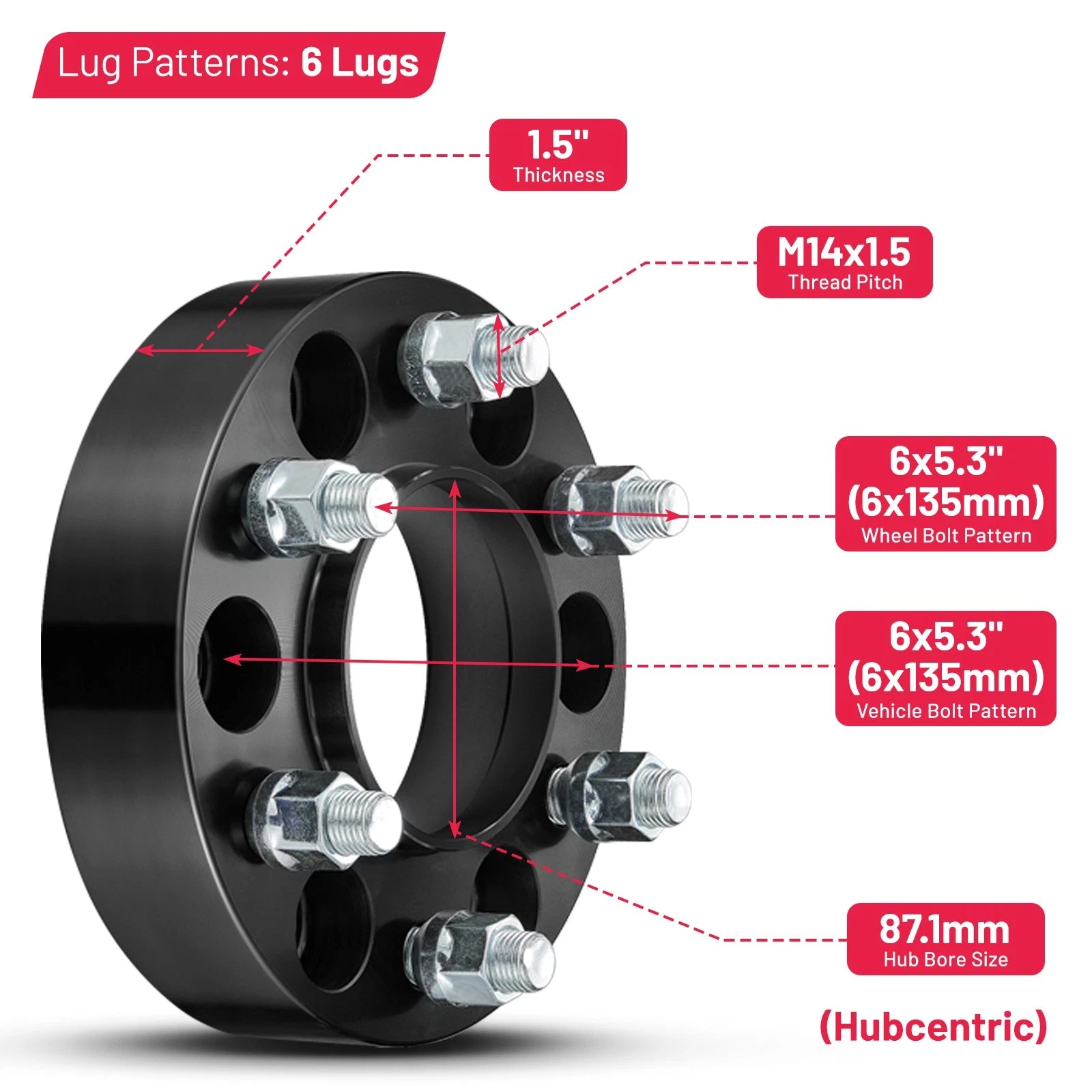 Hubcentric Wheel Spacers for Ford Lobo (2015-2022) (1.5 in, 6x135)