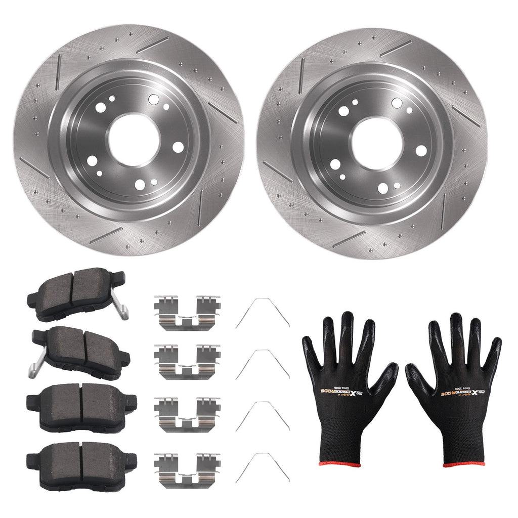 Set of 2 Rear Brake Rotors + Ceramic Brake Pads for Acura TSX (2009–2014) S31479 D1336