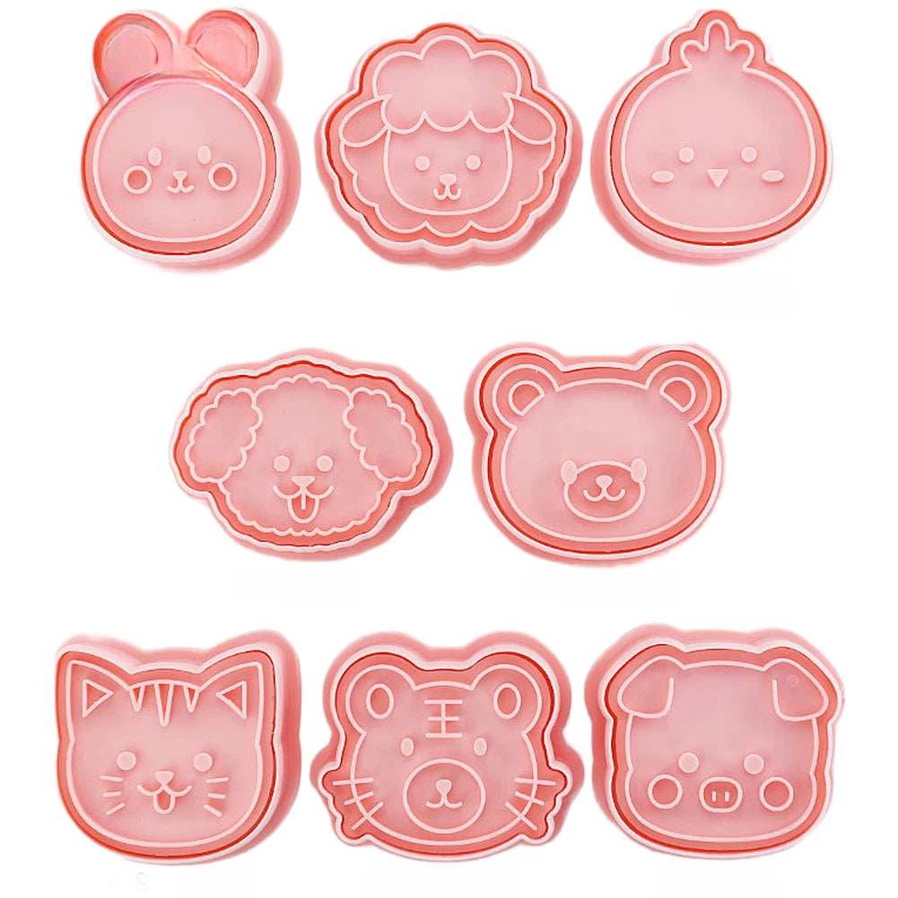Set of 8 Animal Themed Cookie Cutters for Baking