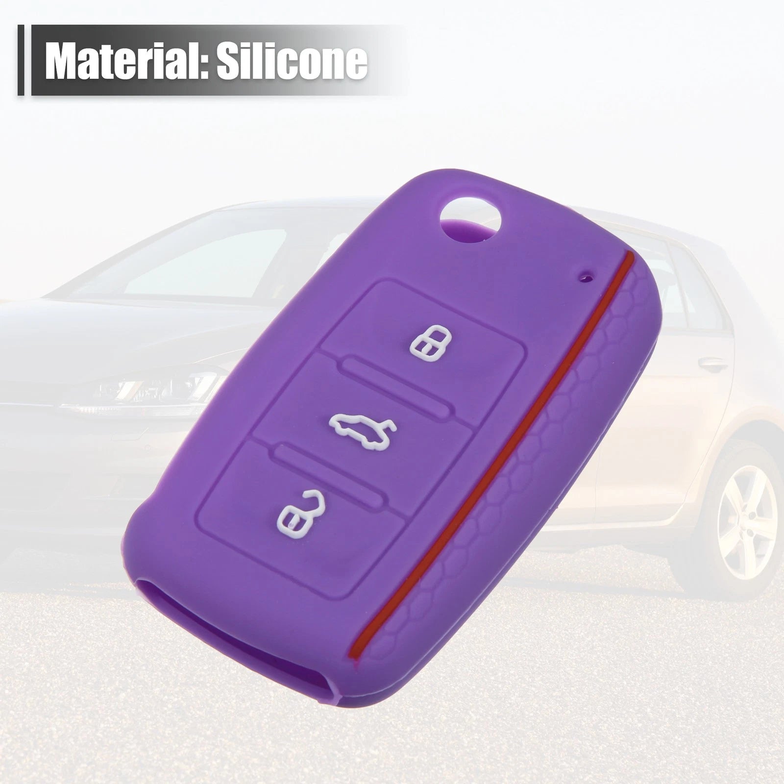 2X Purple Silicone Key Fob Shell for Volkswagen CC (3 Button) 723115242324