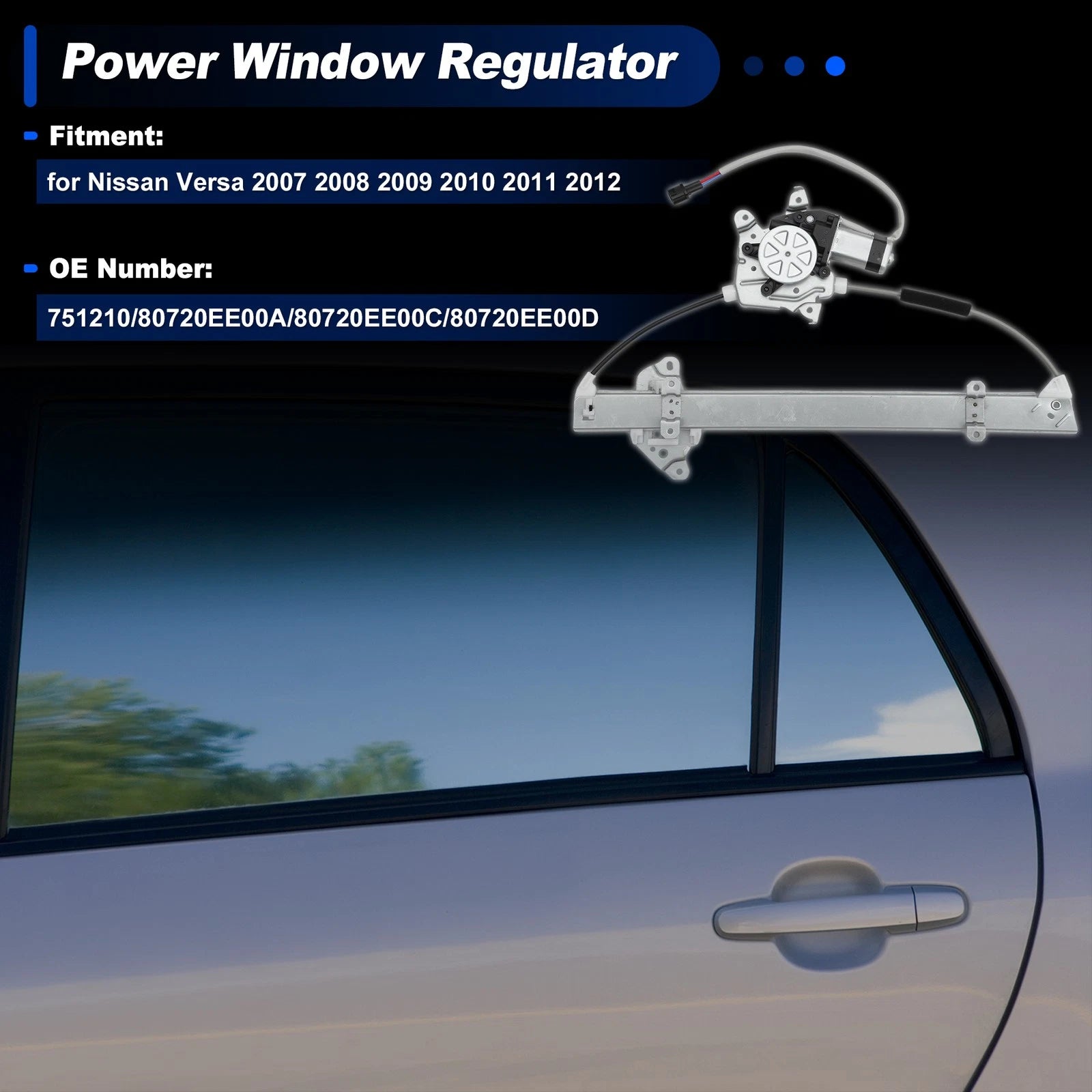 Front Right Power Window Regulator with Motor for Nissan Versa (2007–2012) No. 751210