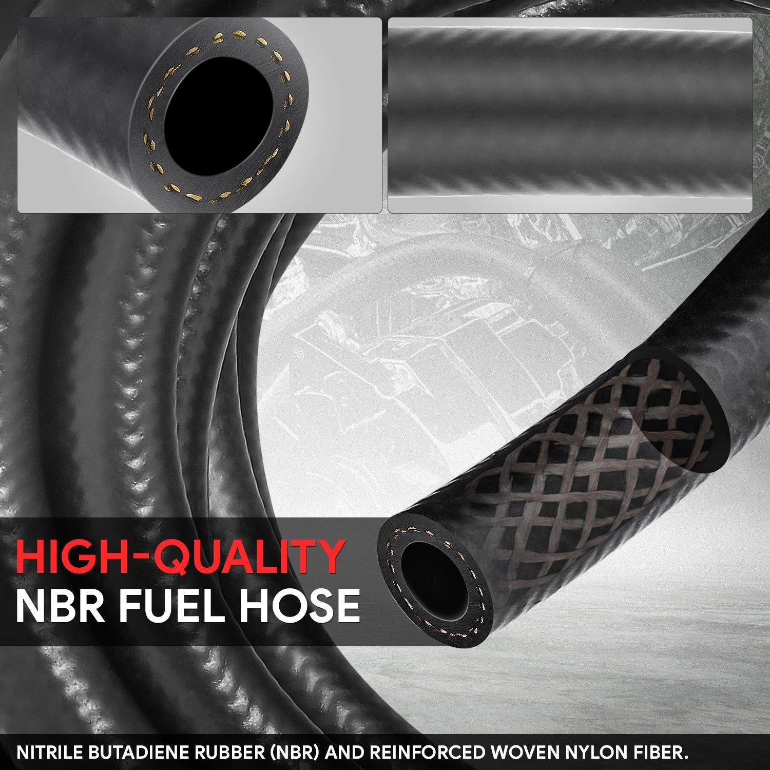 3AN Fuel Line Hose 10ft Nitrile Rubber 3/16" for Oil Gas Pipe
