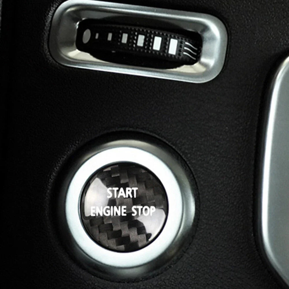Black Carbon Fiber Engine Start Stop Button Cover for Land Rover Discovery (10-16)