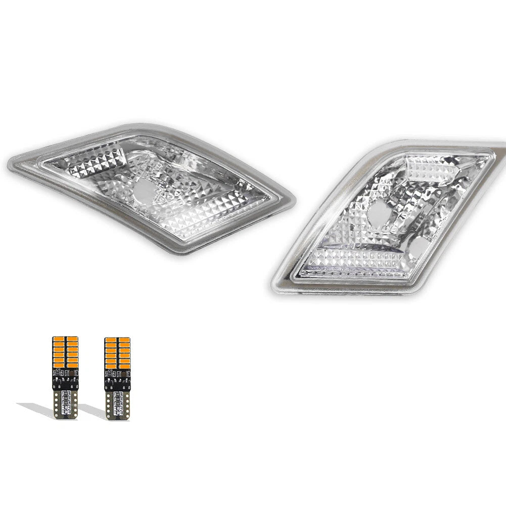 Clear Lens Amber LED Side Marker Lights for Mercedes Benz W204 C-Class (2008–2011)