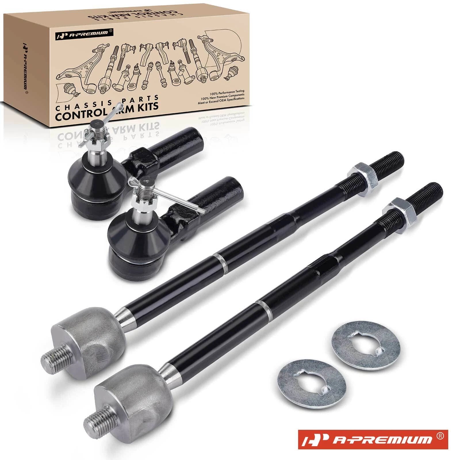Set of 4 Front Inner Outer Tie Rods for Mitsubishi Mirage (2014–2023)