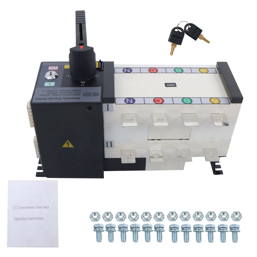 Automatic Transfer Switch for Generator (250A, 4 Poles, 110V-220V)