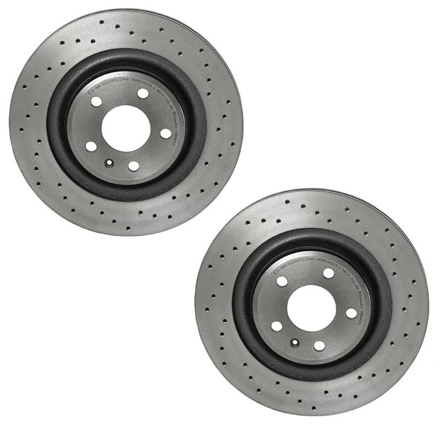 Set of 2 Brembo Xtra Rear X-Drilled 330mm Brake Disc Rotors for Audi S4 S5 (2010–2020)