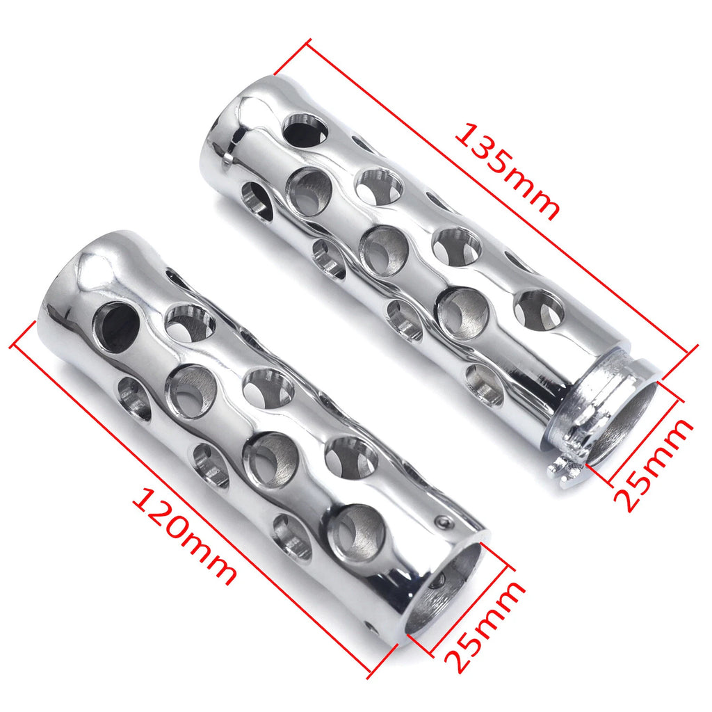 25mm Chrome Slotted Hand Grips for Harley Road King/Street Glide/Fat Boy