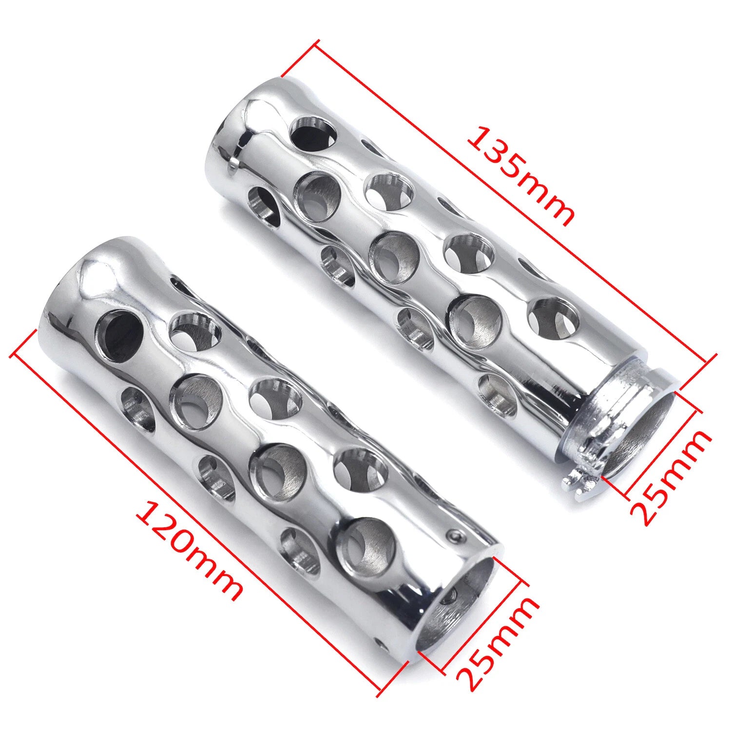 25mm Chrome Slotted Hand Grips for Harley Road King/Street Glide/Fat Boy