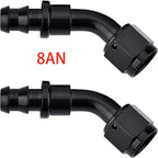 AN 8 45° Push-On Lock Hose Barb Fitting for Oil Fuel Gas Line (N/A–N/A)