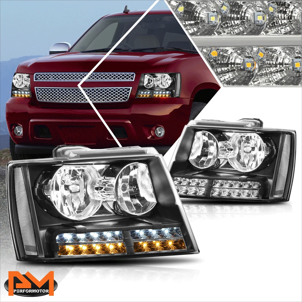 LED DRL Turn Signal Headlight for Tahoe/Suburban (2007–2014)