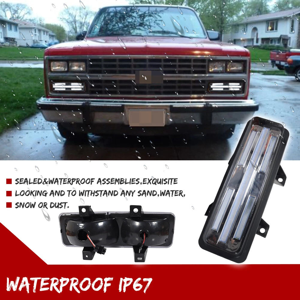 2X Chrome Switchback LED DRL Signal Lights for Chevy GMC Van Jimmy