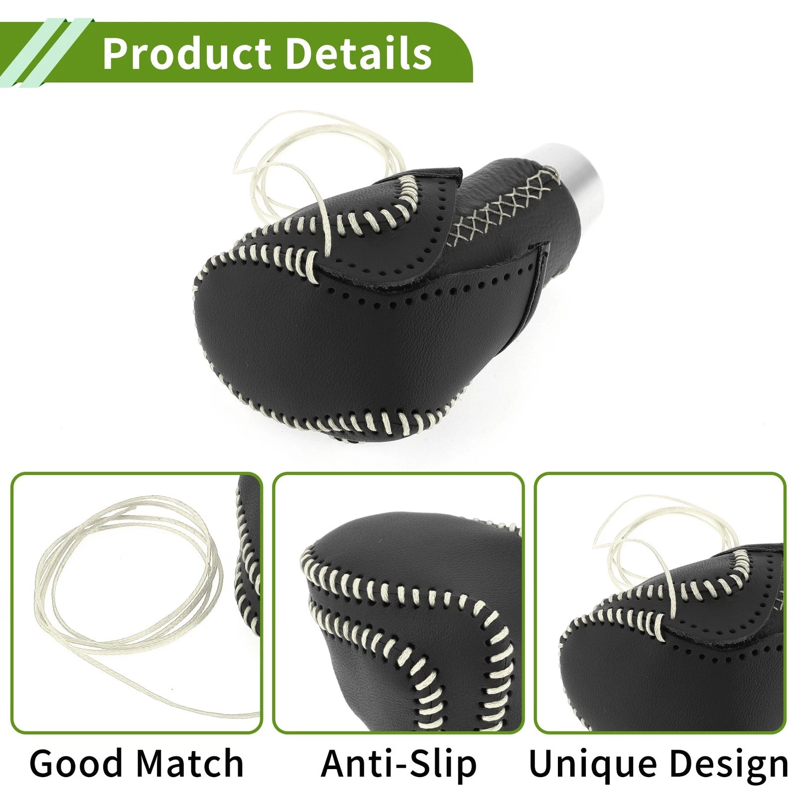 Gear Shift Knob Cover for Toyota CH-R (2018–2022) Black Beige Faux Leather
