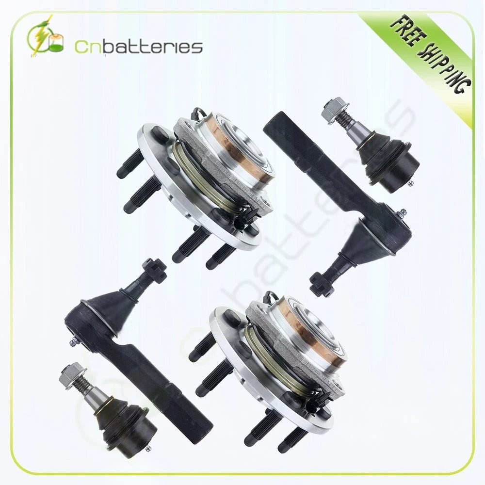 Set of 6 Front Wheel Bearing Hub Assembly Tie Rods Ball Joints for Yukon XL 1500 (2007–2014)