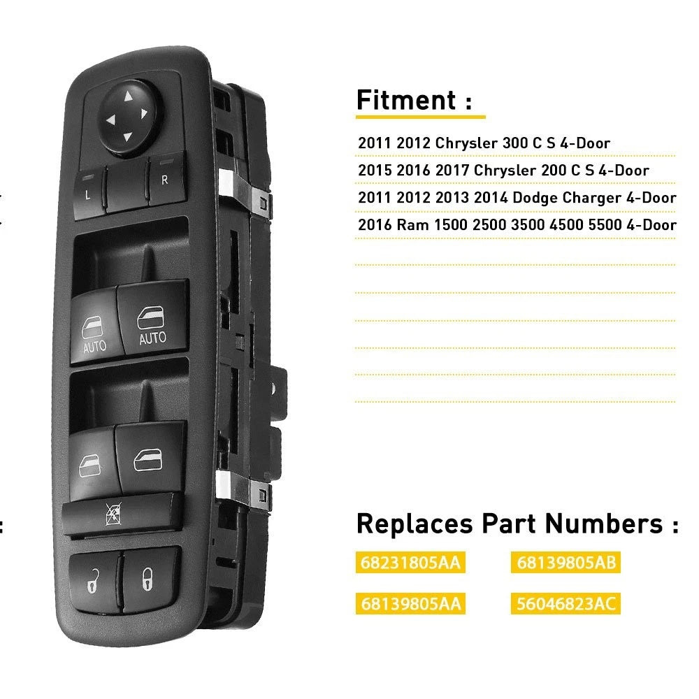 Master Power Window Switch Control Left for Dodge Charger (2011–2014)