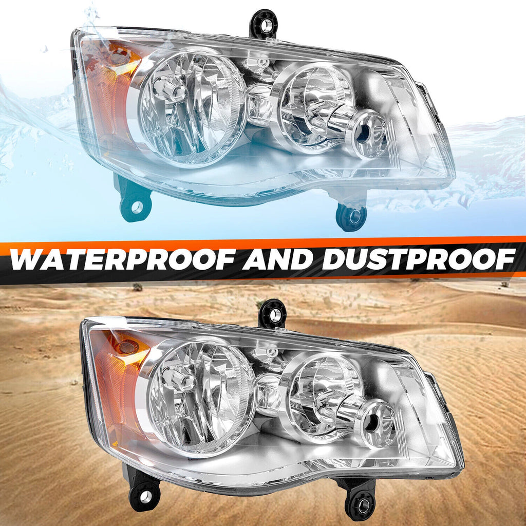 Pair of Headlights for Dodge Grand Caravan (2011–2018) & Chrysler Town & Country (2008–2016)