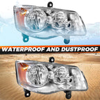 Pair of Headlights for Dodge Grand Caravan (2011–2018) & Chrysler Town & Country (2008–2016)