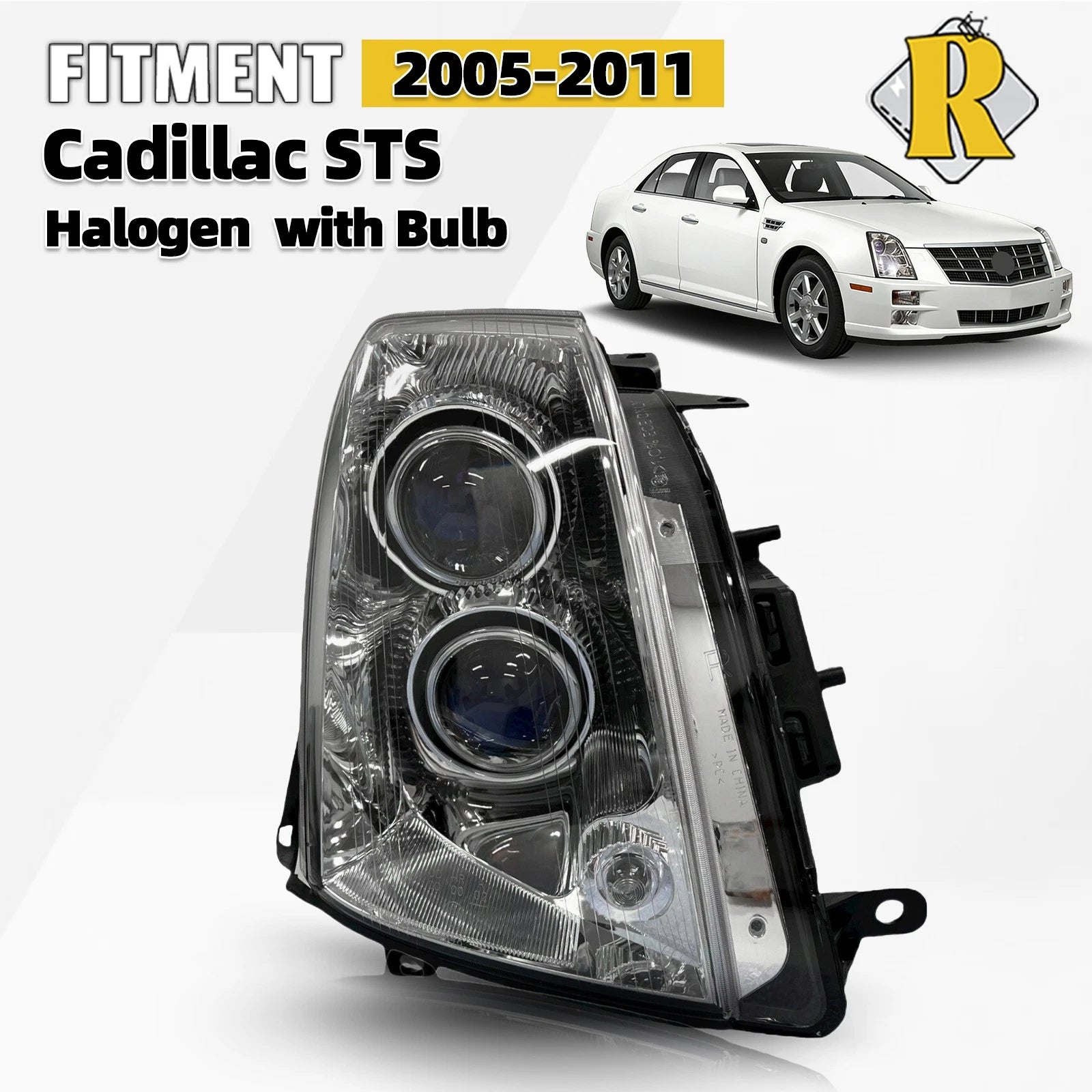 Halogen Headlight Assembly for Cadillac STS (2005–2011) Right Passenger