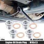 Set of 4 M16x1.5 Engine Oil Drain Plug Screws with Gasket for Nissan