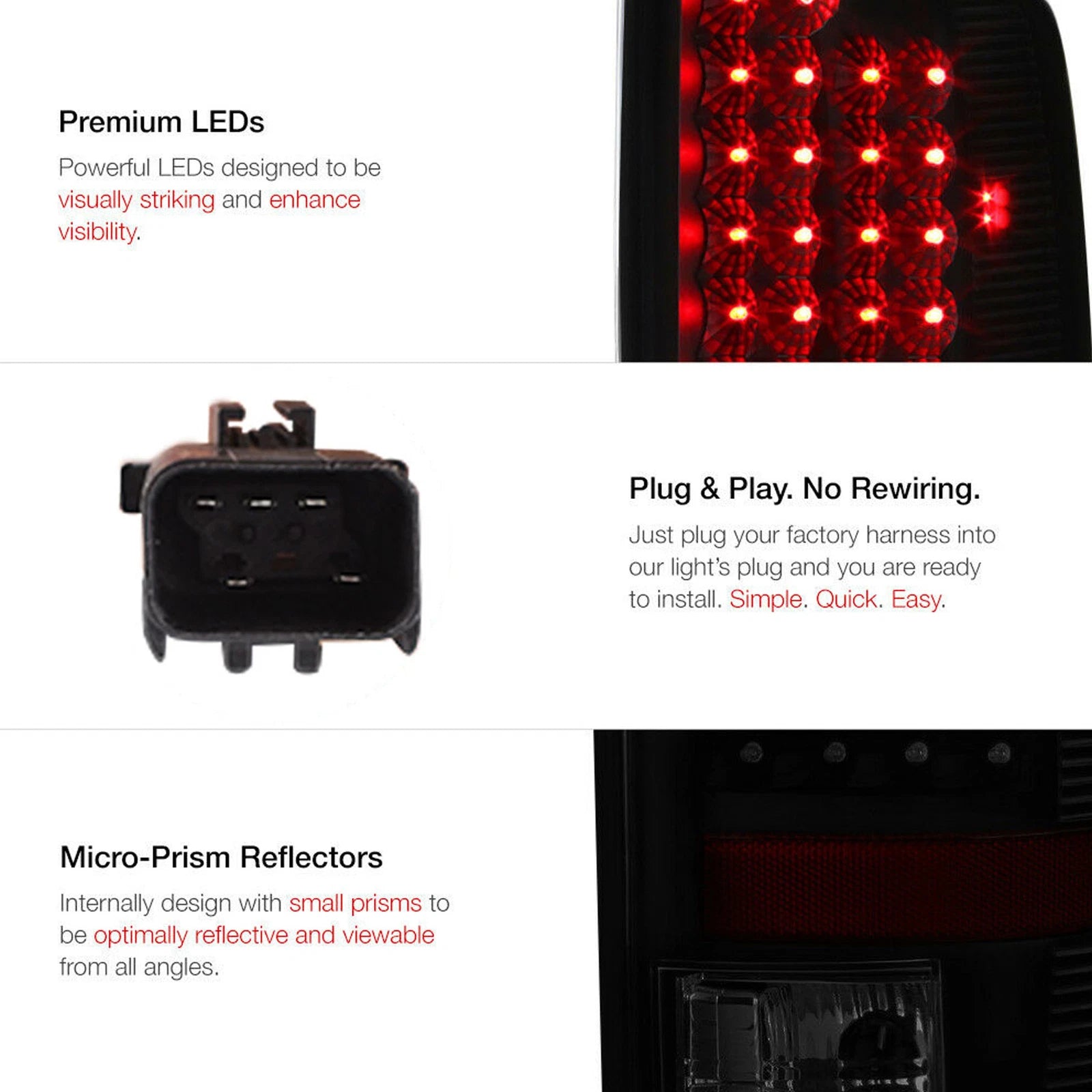 LH + RH Tail Lights for Dodge Ram 1500 2500 3500 (2002–2006) Black Lens