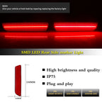 2X Rear Bumper Reflectors for Ford Mustang (2005–2009) Red LED Lights